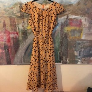 Lindy Bop tan dress with black polka dots EUC